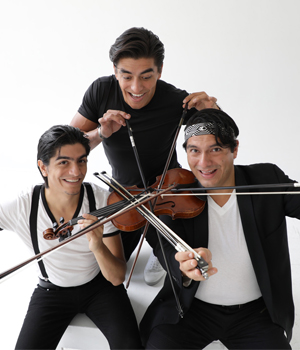 the 3 Villalobos Brothers with violins