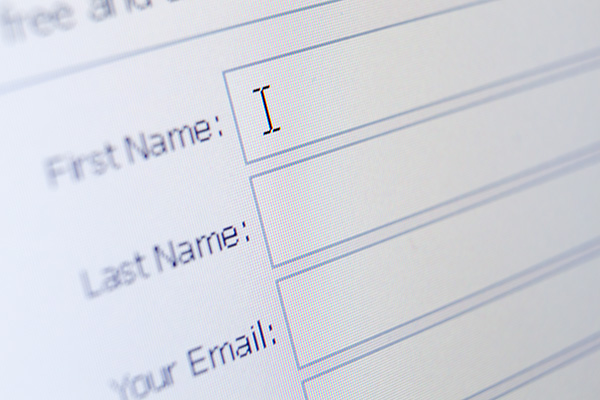 Close up of sign up form.