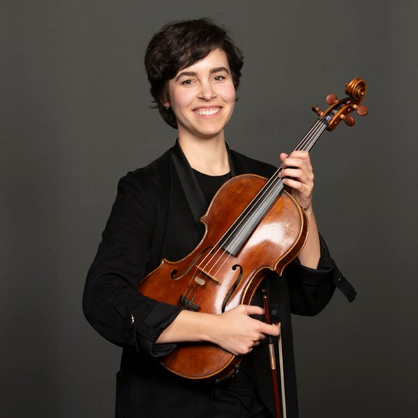 A portrait of Tatiana Trono and her viola