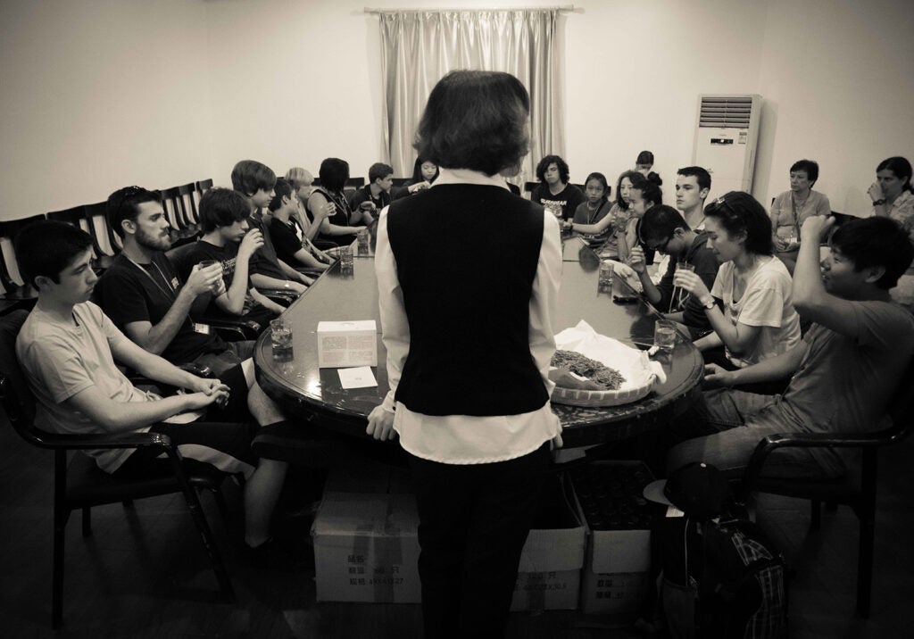 Students around a conference table