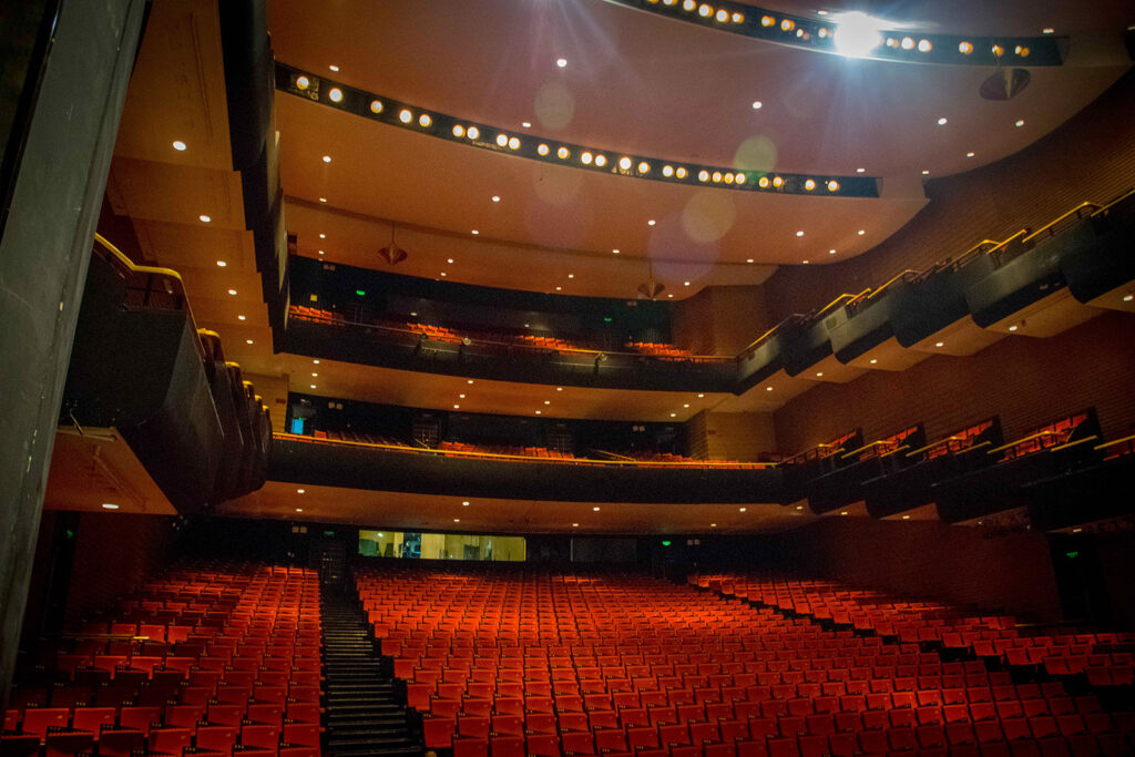 The interior of a beautiful multi level theater in China