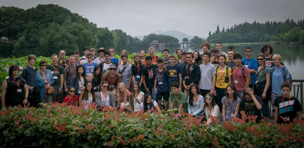 Students in a garden