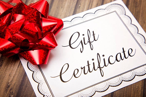 Advertisement for Gift Certificates