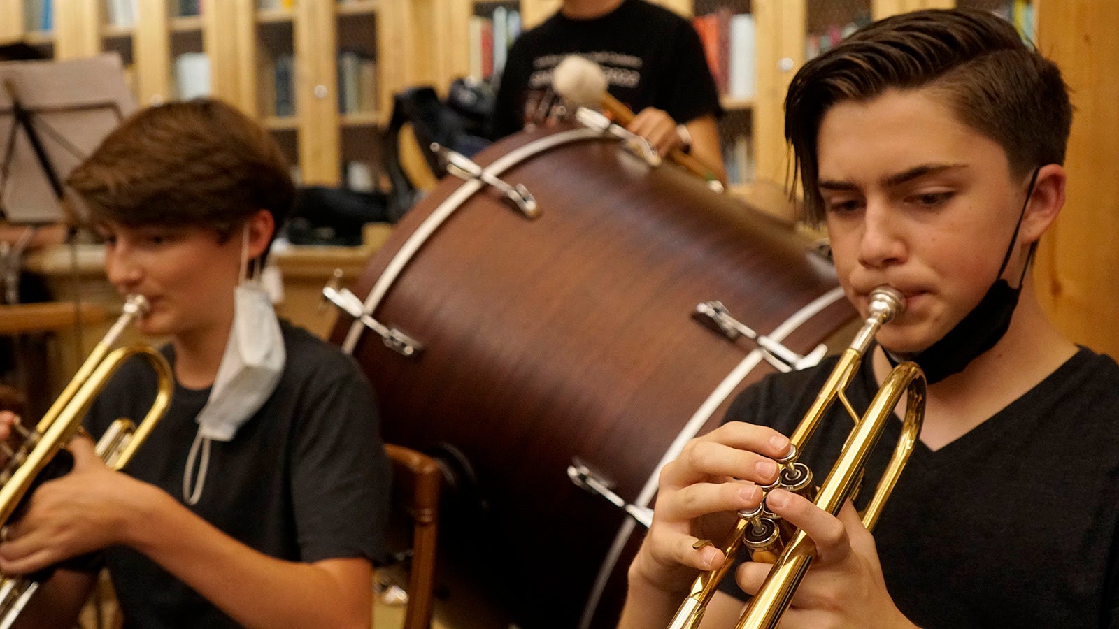 Trumpet players at rehearsal