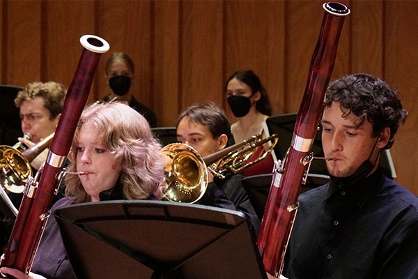 Bassoon players performing